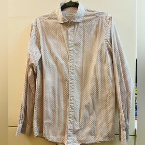 Conbipel Men’s Shirt Long Sleeves Sz L Beige/ White